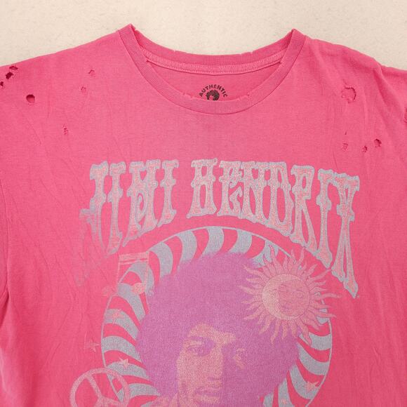 Jimi Hendrix Band Crew Neck Short Sleeve Graphic T Shirt Mens Size Large L Pink - Picture 1 of 9